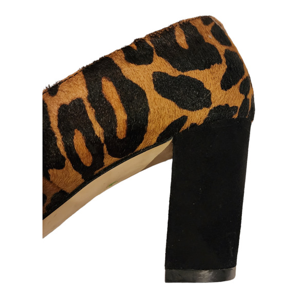 LAND'S END Calf hair and Black Suede leather Leopard print heels SIZE 6.5M - Picture 9 of 12